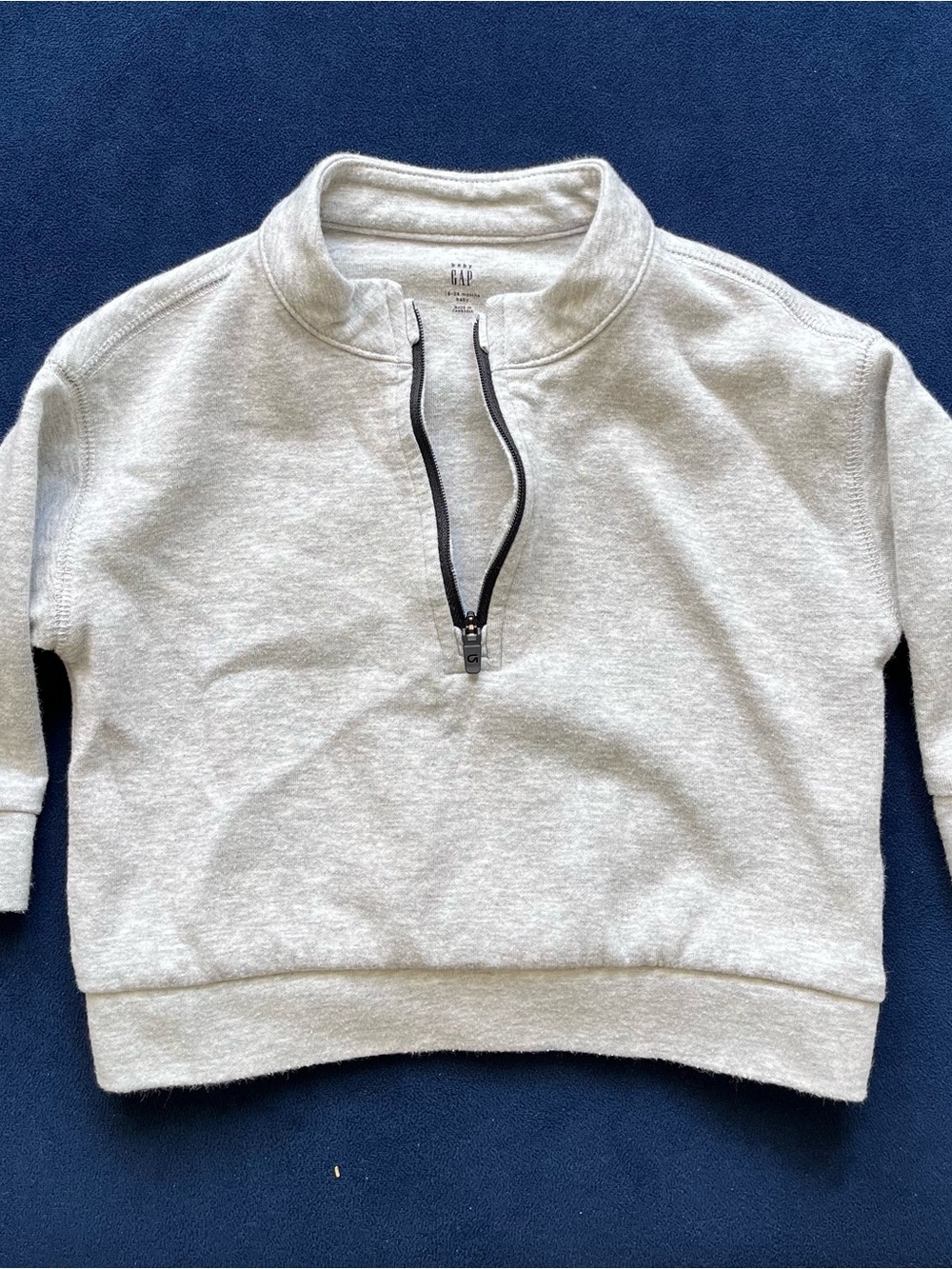 GAP Heather Gray Half-Zip Pullover with Contrast Zip